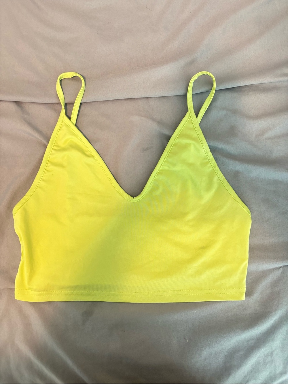 SHEIN Neon Yellow V-Neck Crop Bralette